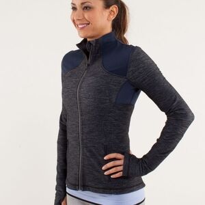Lululemon Forme Jacket Reversible Gray Blue Denim Size 12